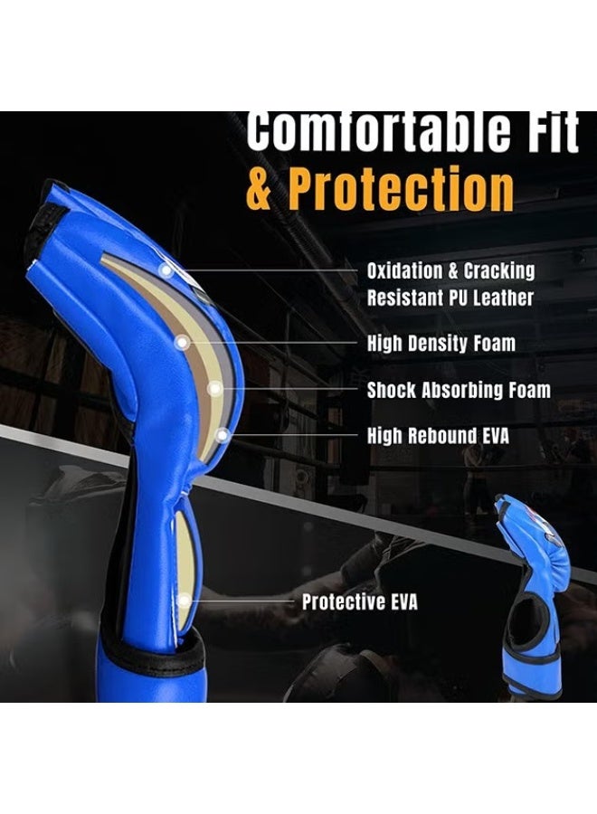 EETU MMA Gloves,Half-Finger Boxing Fight Gloves,Adjustable Wrist Band UFC Gloves,Grappling Sanda Sparring Maga Kickboxing Punching Gloves,Punching Bag Muay Thai Hitting Training Gloves,One Size Fits Most - Image 2