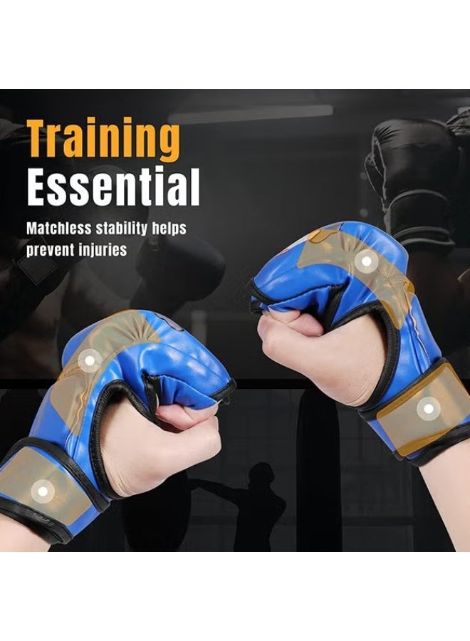 EETU MMA Gloves,Half-Finger Boxing Fight Gloves,Adjustable Wrist Band UFC Gloves,Grappling Sanda Sparring Maga Kickboxing Punching Gloves,Punching Bag Muay Thai Hitting Training Gloves,One Size Fits Most - Image 5