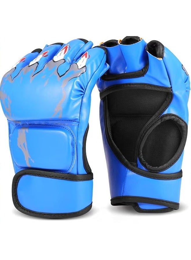 EETU MMA Gloves,Half-Finger Boxing Fight Gloves,Adjustable Wrist Band UFC Gloves,Grappling Sanda Sparring Maga Kickboxing Punching Gloves,Punching Bag Muay Thai Hitting Training Gloves,One Size Fits Most - Image 1