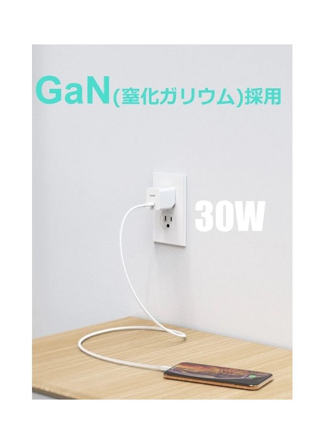 أوكي شاحن PA-Y19 بقدرة 30 وات USB C GaN PD3.0 مع وظيفة حماية آمنة من مادة أشباه موصلات الطاقة من الجيل التالي GaN (أسود) - Image 2