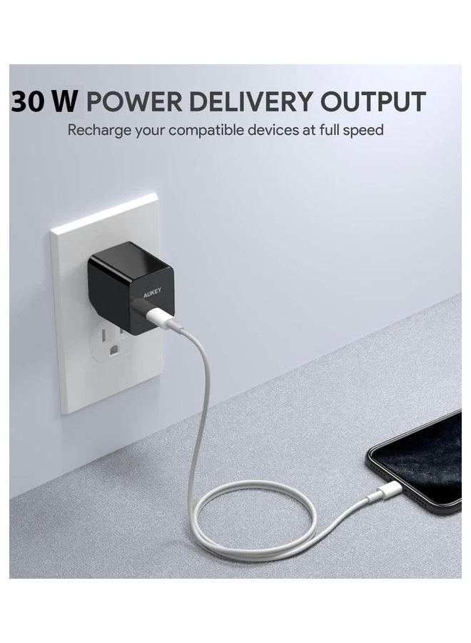 أوكي شاحن PA-Y19 بقدرة 30 وات USB C GaN PD3.0 مع وظيفة حماية آمنة من مادة أشباه موصلات الطاقة من الجيل التالي GaN (أسود) - Image 5