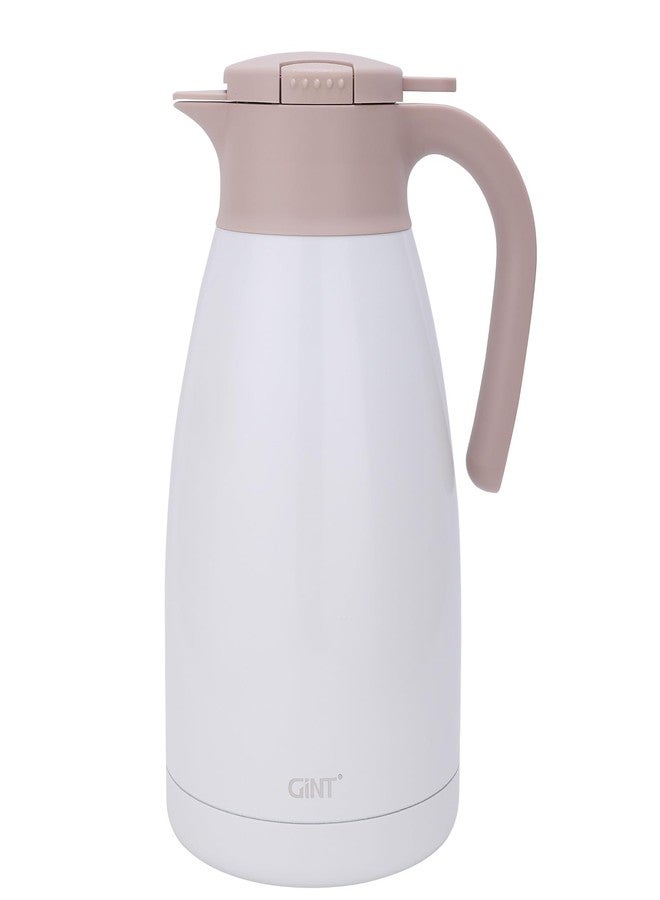 GiNT 2.2L / 74Oz Thermal Coffee Carafe, Insulated Stainless Steel Coffee Carafes for Keeping Hot/Double Walled Vacuum Thermos (White) - Image 1