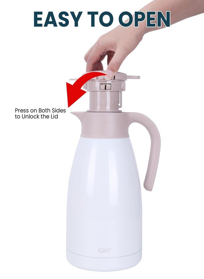 GiNT 2.2L / 74Oz Thermal Coffee Carafe, Insulated Stainless Steel Coffee Carafes for Keeping Hot/Double Walled Vacuum Thermos (White) - Image 5