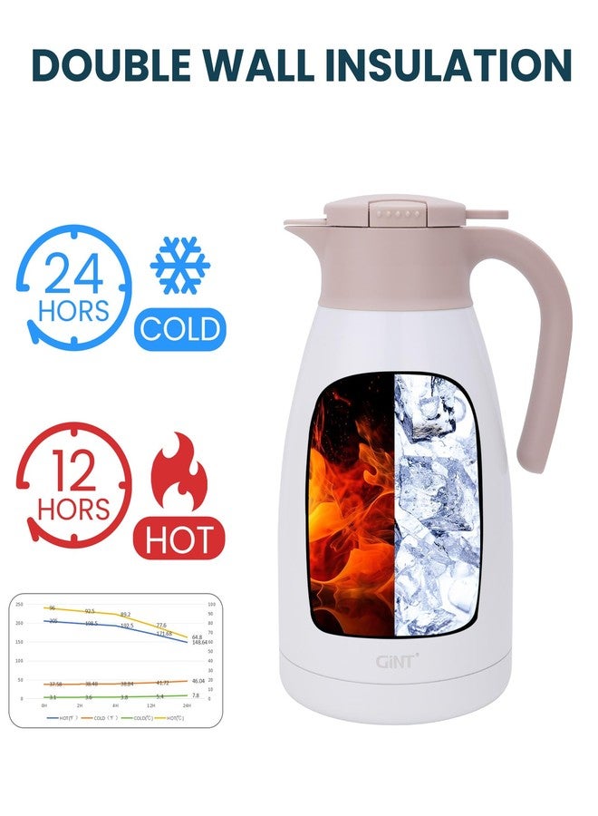 GiNT 2.2L / 74Oz Thermal Coffee Carafe, Insulated Stainless Steel Coffee Carafes for Keeping Hot/Double Walled Vacuum Thermos (White) - Image 2