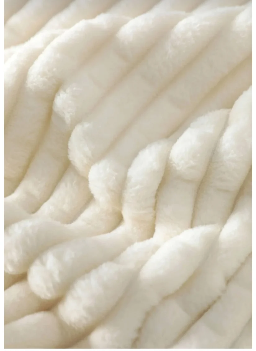 MERINOS Modern Line 3 Piece Bone Color Blanket Set