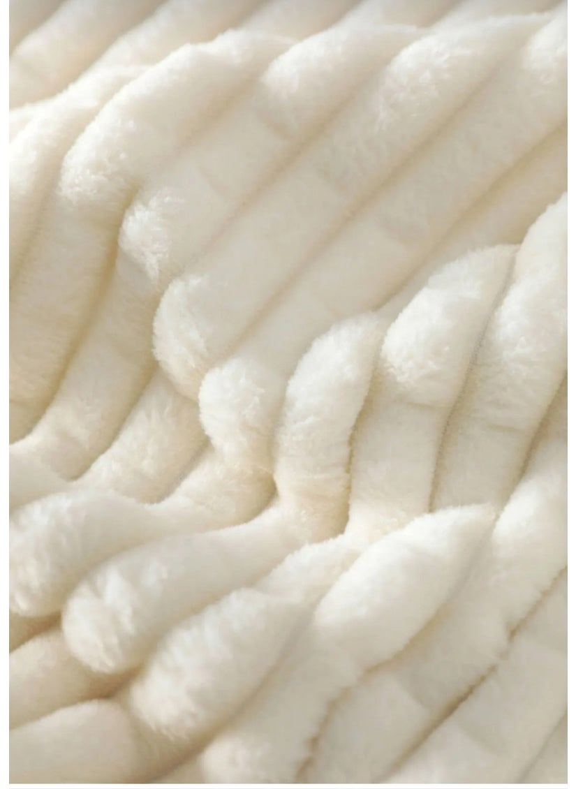 MERINOS - Modern Line 3 Piece Bone Color Blanket Set - Image 1
