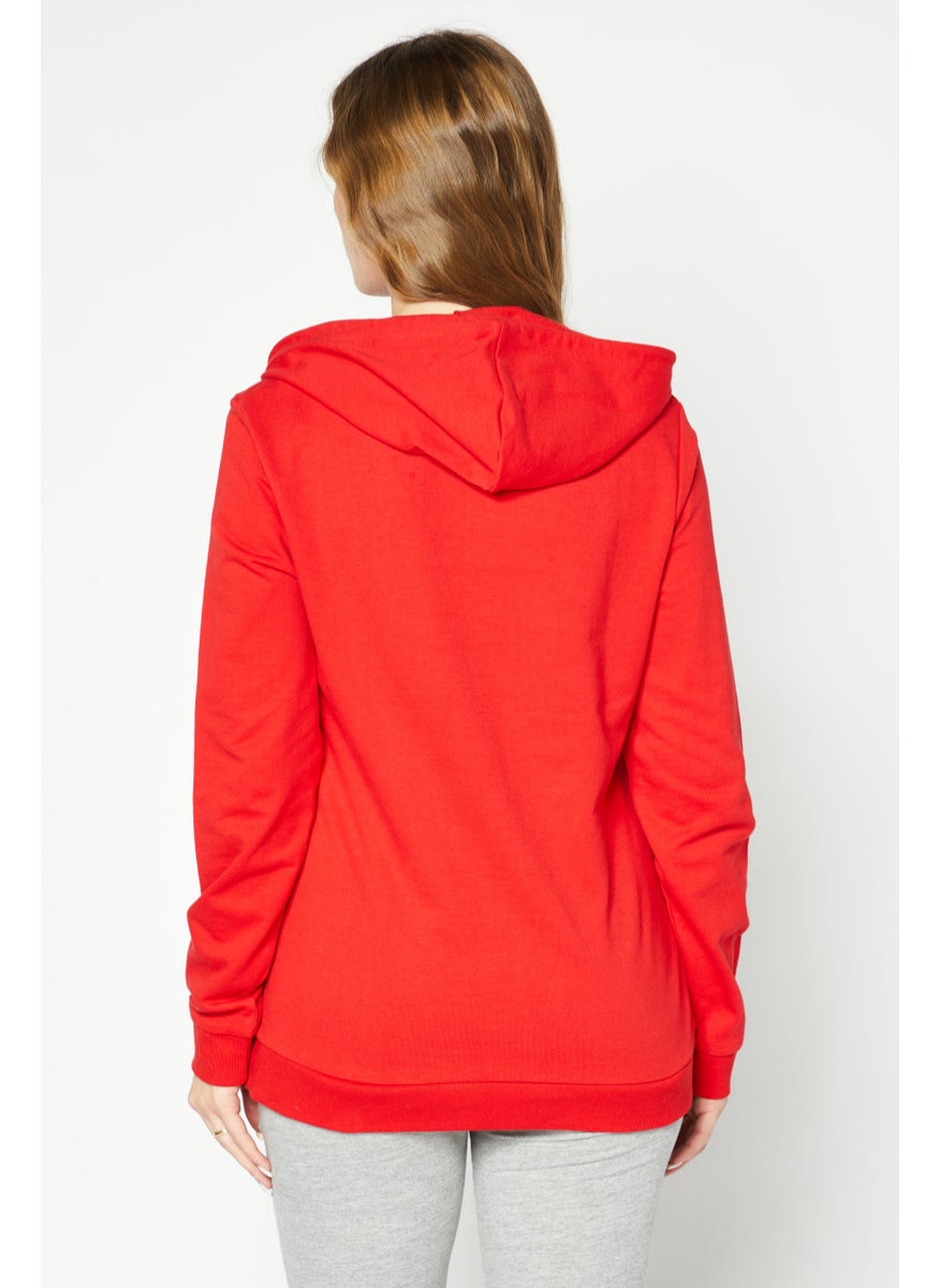 Love Moschino Women Hooded Neck Graphic Sweatshirt, Red  - Image 4