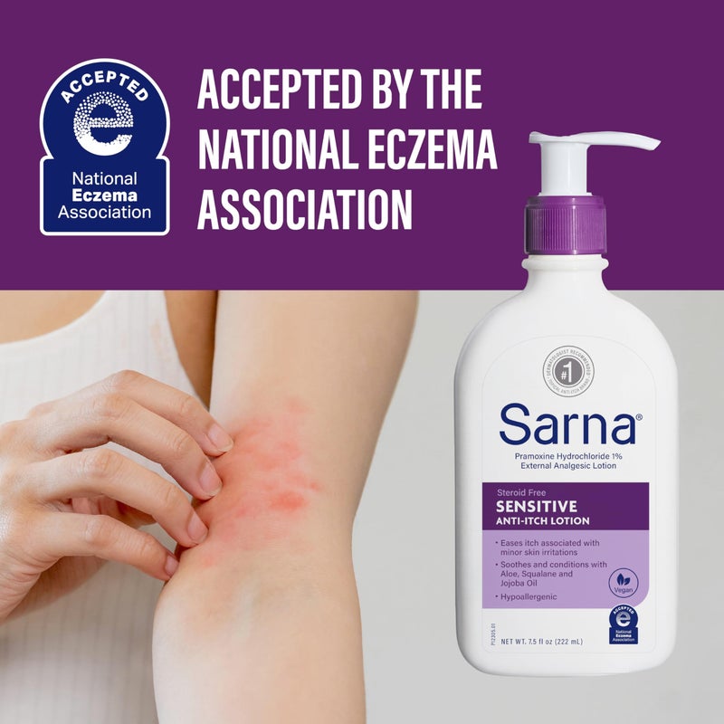 Sarna Sensitive Steroid-Free Anti-Itch Lotion for Dry Irritated Skin, Fragrance free - 7.5 Fl Oz - Image 5