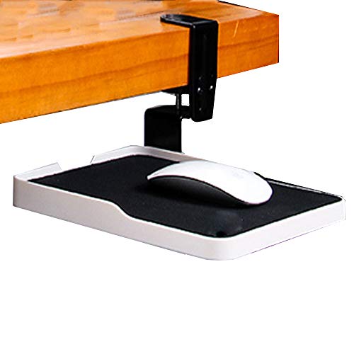 FUZADEL Ergonomic Mouse Tray Desk Attachment Mouse Platform Slide Out Extension Clamp On Wrist Rest Pad Under Desk Shelf (Black) - Image 4