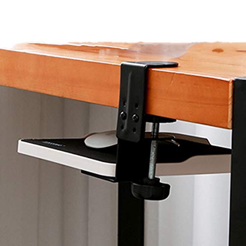 FUZADEL Ergonomic Mouse Tray Desk Attachment Mouse Platform Slide Out Extension Clamp On Wrist Rest Pad Under Desk Shelf (Black) - Image 5