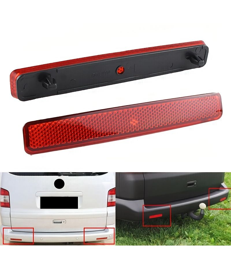 زوج من عدسات reflectors الخلفية الحمراء لـ Volkswagen T5 Metris 2003-2011، يسار ويمين، لإطار الضوء الخلفي، الأرقام: 7E0945105 و 7E0945106 - Image 3