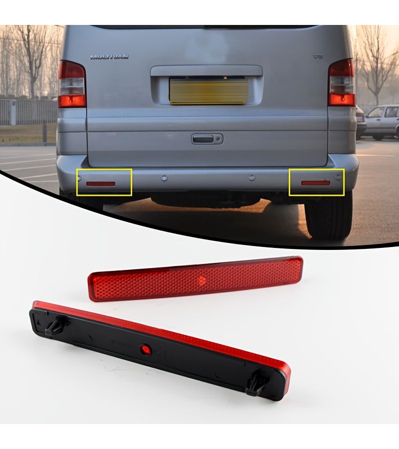 زوج من عدسات reflectors الخلفية الحمراء لـ Volkswagen T5 Metris 2003-2011، يسار ويمين، لإطار الضوء الخلفي، الأرقام: 7E0945105 و 7E0945106 - Image 1
