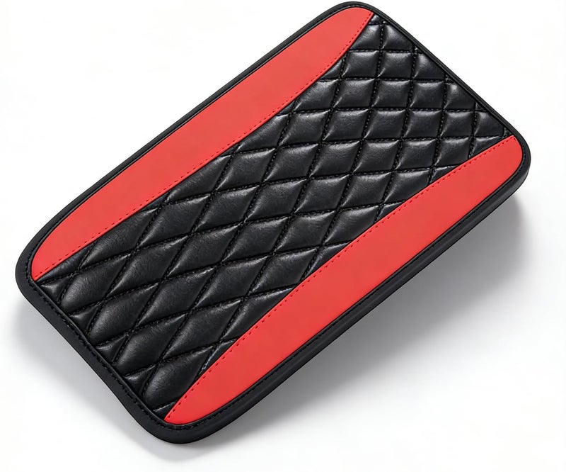 Duomama Red Universal Leather Car Center Console Cushion Pad - Waterproof Armrest Cover for Comfort & Style - Image 1