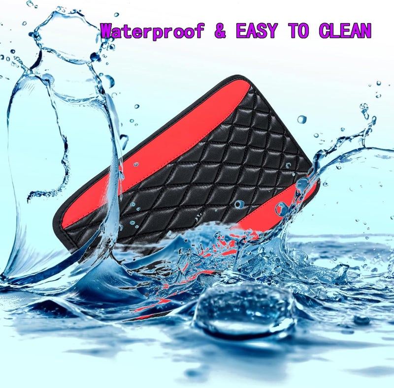 Duomama Red Universal Leather Car Center Console Cushion Pad - Waterproof Armrest Cover for Comfort & Style - Image 5