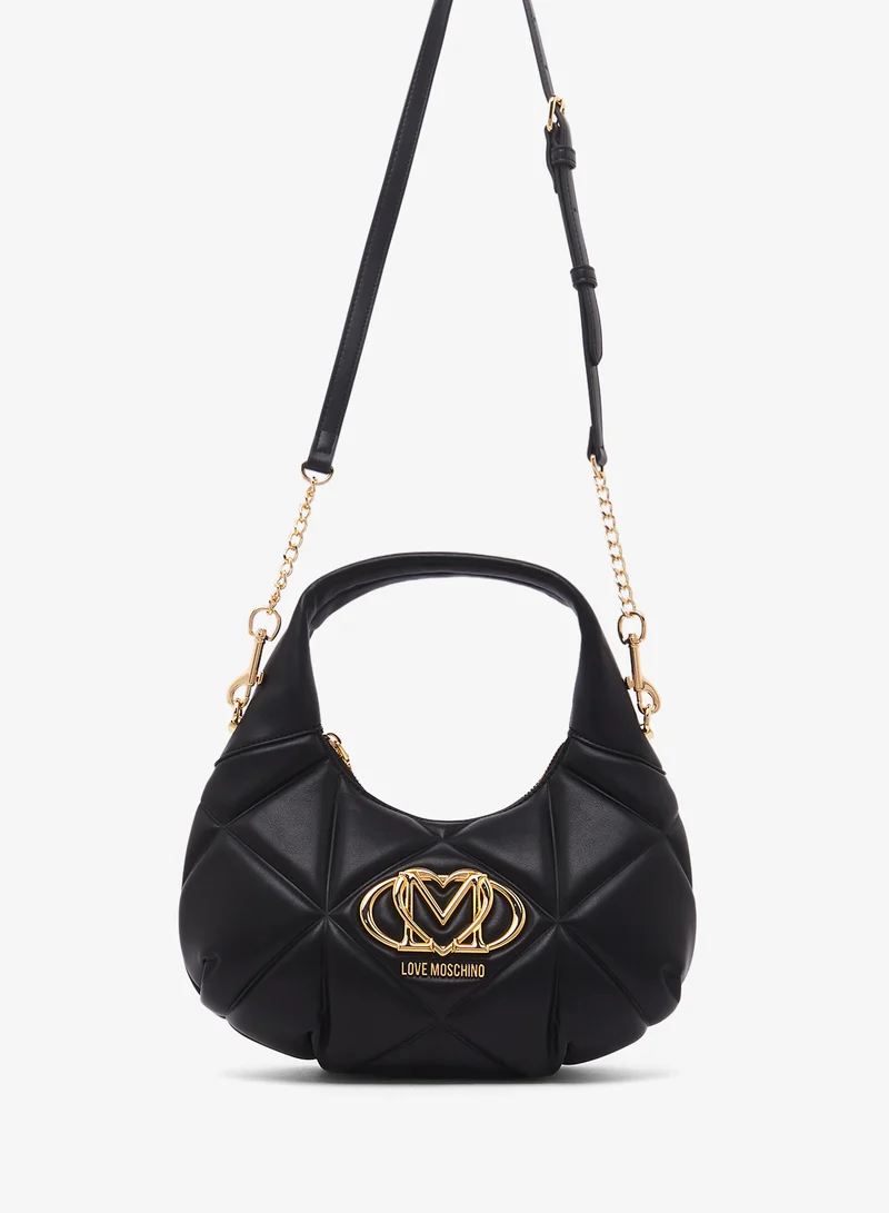 لوف موسكينو logo top handle zip through sholder bag