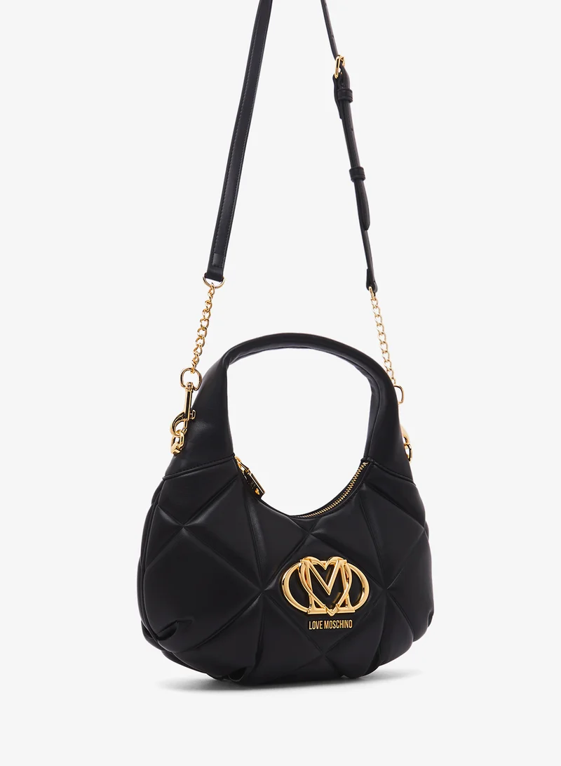 لوف موسكينو logo top handle zip through sholder bag