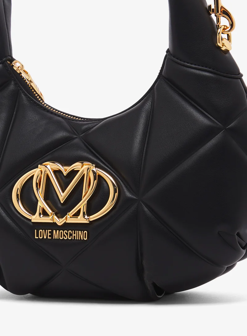 لوف موسكينو logo top handle zip through sholder bag