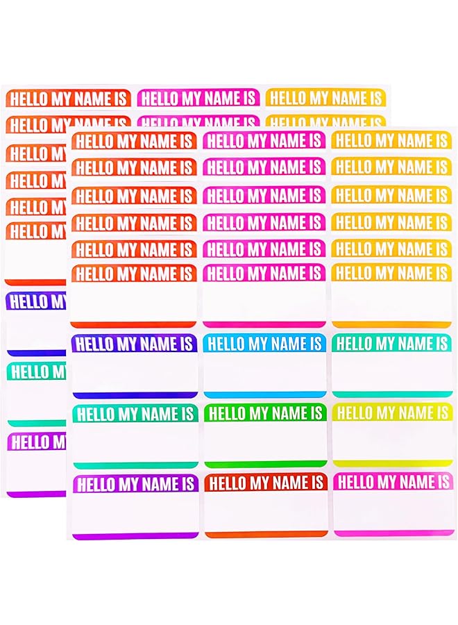 erorex 144Pcs 12 Colors Name Tag Stickers Peel And Stick Name Tag Labels Hello My Name Is Colorful Name Tags Labels Name Tags For Clothes For Office Meeting School Teachers And Mailing 2.8 Inch X1.7 Inch - Image 1