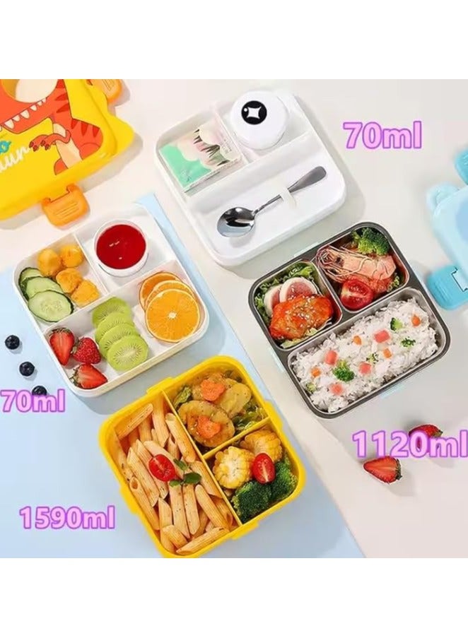 Mobcos Cartoon Lunch Box, Bento Box for Kids & Adults, Leakproof Stackable Lunch Containers with Spoon & Whale Design, Dishwasher & Microwave Safe Stainless Steel Japanese Lunch Box Food Storage. (Pink) - Image 4