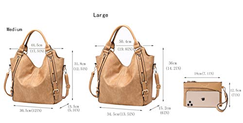 ITSCOSY Women Tote Bag Handbags PU Leather Fashion Hobo Shoulder Bags with Adjustable Shoulder Strap (L, Apricot) - Image 5