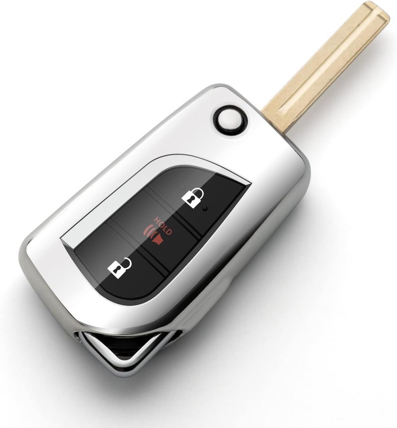 ZSPDACC Key Fob Cover Compatible with Toyota Key Fob Cover for Camry RAV4 Highlander Corolla Fortuner Tundra Silver TPU Protector Car Key Holder Accessories - Image 1
