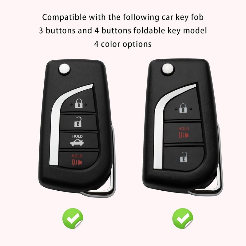 ZSPDACC Key Fob Cover Compatible with Toyota Key Fob Cover for Camry RAV4 Highlander Corolla Fortuner Tundra Silver TPU Protector Car Key Holder Accessories - Image 3