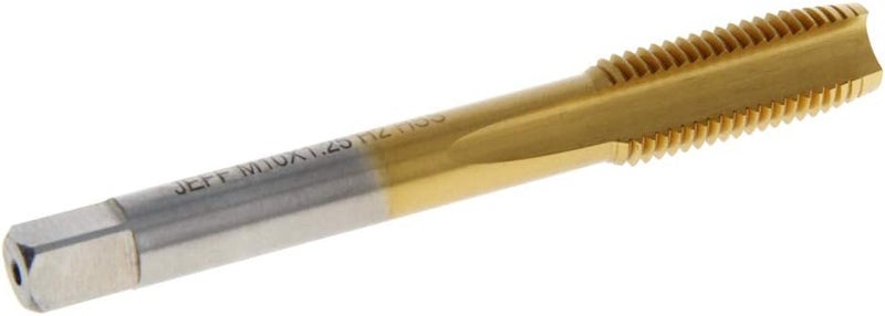 اتول مارت Utoolmart برغي قلاووظ متري M10 x 1.25 مم خطوة H2 برغي قلاووظ أيمن HSS مطلي بالتيتانيوم لآلة الخراطة، مثقاب كهربائي، مشاريع DIY، قطعة واحدة - Image 2