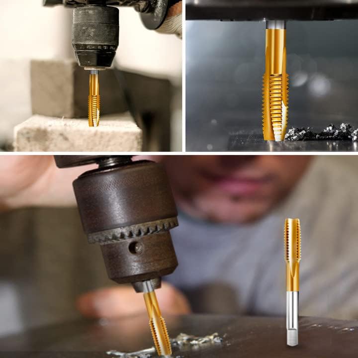 اتول مارت Utoolmart برغي قلاووظ متري M10 x 1.25 مم خطوة H2 برغي قلاووظ أيمن HSS مطلي بالتيتانيوم لآلة الخراطة، مثقاب كهربائي، مشاريع DIY، قطعة واحدة - Image 4