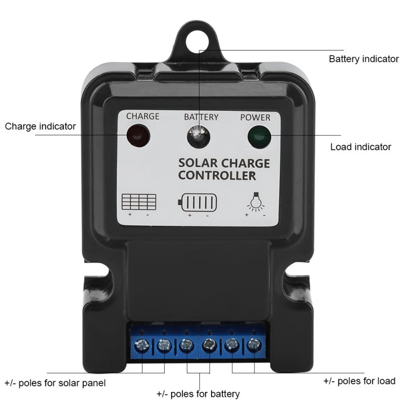 متحكم PWM الذكي لشحن وتفريغ الطاقة الشمسية منظم DHS‑5S 6 فولت/12 فولت 10 أمبير - Image 3