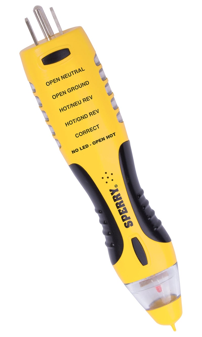Sperry Instruments VD7504GFI DualCheck 2-in-1 Non-Contact Voltage Detector + GFCI Outlet Circuit Analyzer, 360Â° Visual & Audible Indicators, 50-1000V AC, 250 lb. Crush Rating