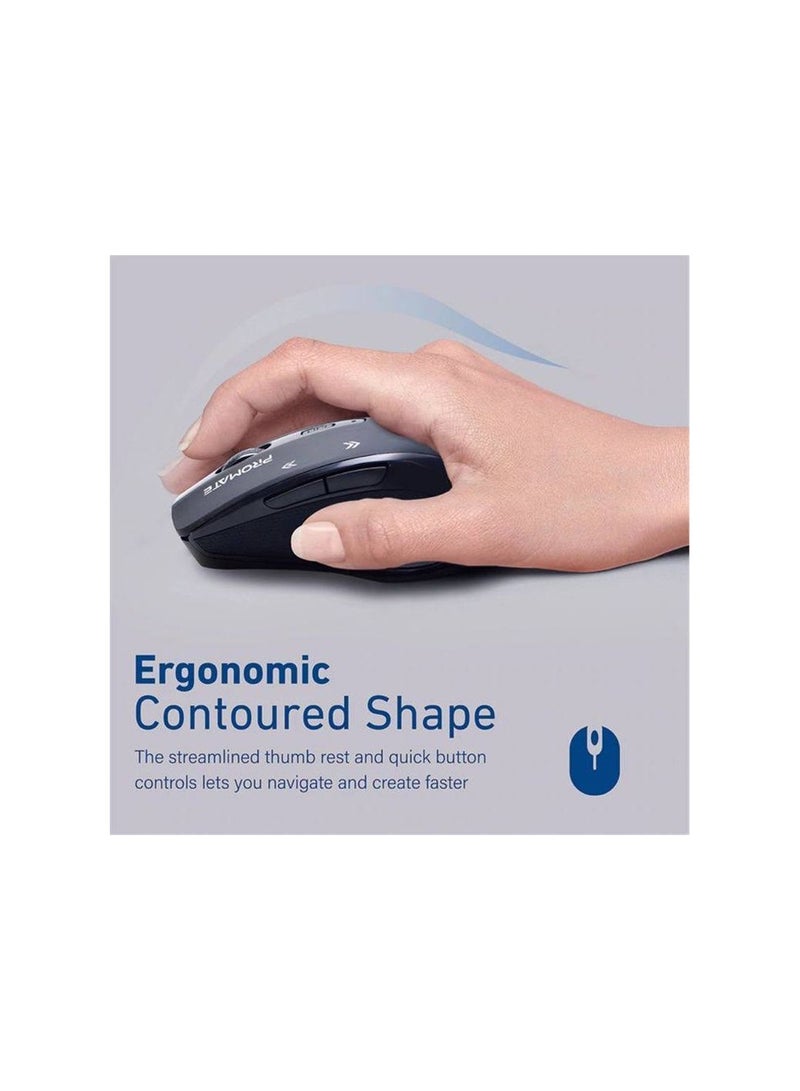 ماوس لاسلكي مريح من Cursor EZGrip 2.4 جيجا هرتز 10 متر نطاق عمل 2405-2475 ميجا هرتز 1600 نقطة في البوصة أسود عالي الدقة ضمان لمدة عامين PR0MATE - Image 3