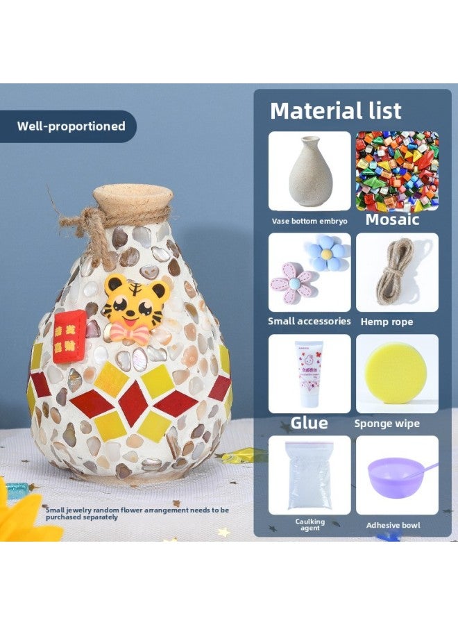 Beauenty Mosaic Vase Diy Handmade Material Bag Parent-child Kindergarten Primary School Children's Day Toy Gift Medium Size-Color:Patchwork-Mica Shells  - Image 1