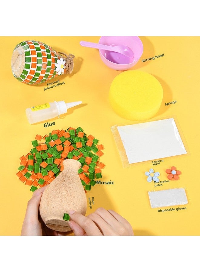 Beauenty Mosaic Vase Diy Handmade Material Bag Parent-child Kindergarten Primary School Children's Day Toy Gift Medium Size-Color:Patchwork-Mica Shells  - Image 4