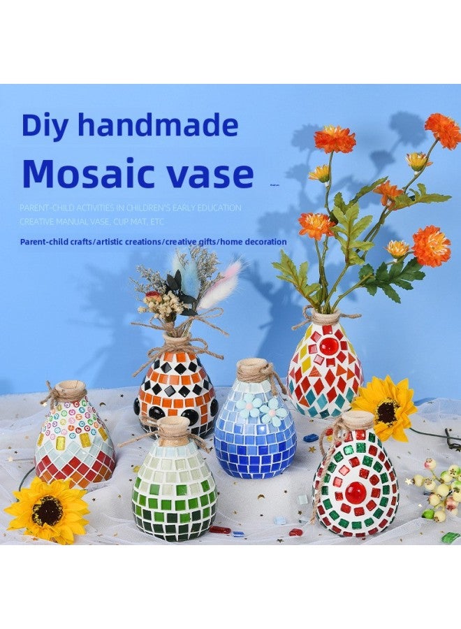 Beauenty Mosaic Vase Diy Handmade Material Bag Parent-child Kindergarten Primary School Children's Day Toy Gift Medium Size-Color:Patchwork-Mica Shells  - Image 2