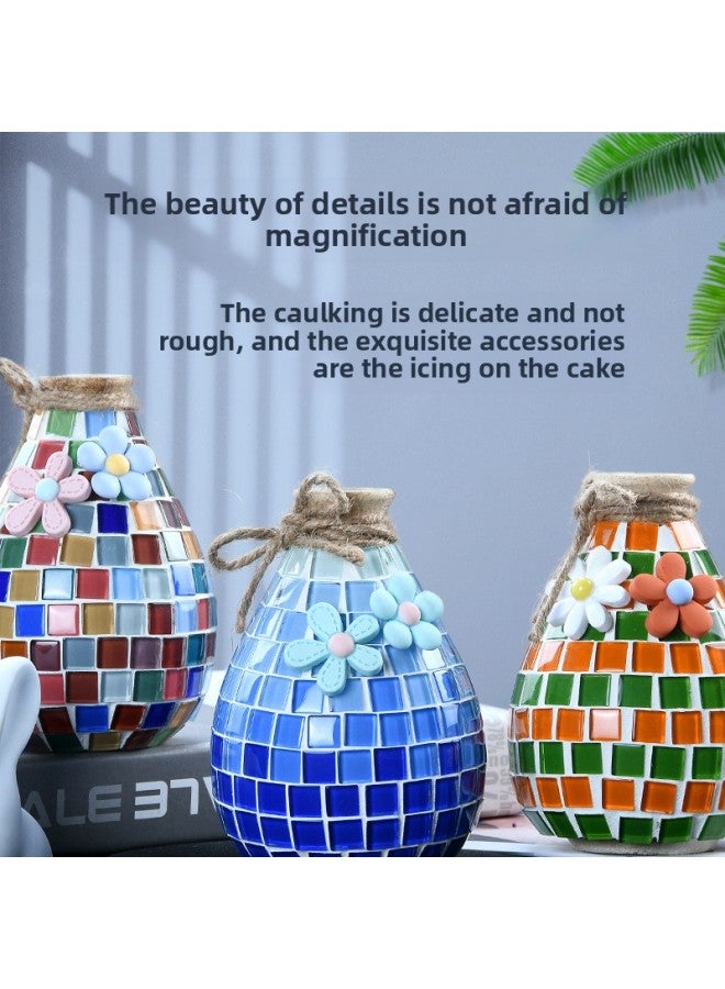 Beauenty Mosaic Vase Diy Handmade Material Bag Parent-child Kindergarten Primary School Children's Day Toy Gift Medium Size-Color:Patchwork-Mica Shells  - Image 3