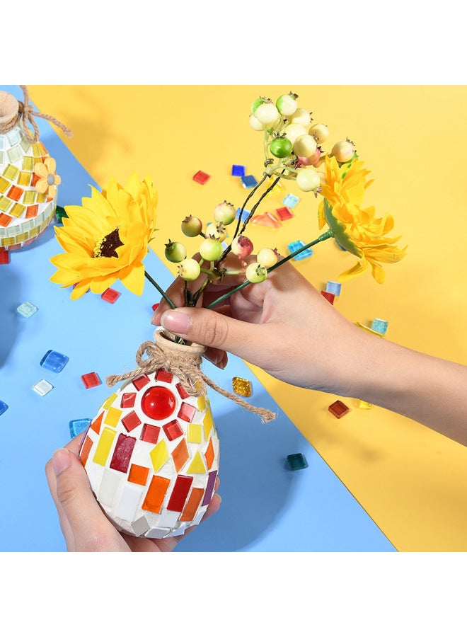 Beauenty Mosaic Vase Diy Handmade Material Bag Parent-child Kindergarten Primary School Children's Day Toy Gift Medium Size-Color:Patchwork-Mica Shells  - Image 5