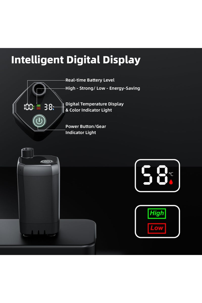 Portable Camping Shower, 6000mAh Rechargeable Shower Pump, LED Display Spray Gun & 20 L Foldable Bucket, Outdoor Shower for Outdoor Camping Hiking,Beach, Travel, Pet Bath, Car Washing, Surf & Boat Cleaning - Image 3