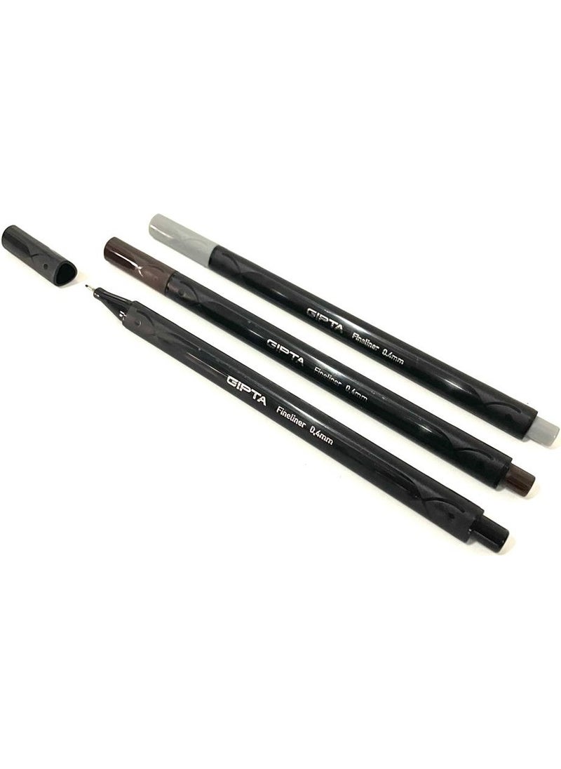 Gıpta Fineliner Cool Colors 0.4 mm Fine Tip Writing Pen Set of 3 