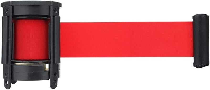 Expandable Outdoor Barrier, Retractable Ribbon Barrier with Wall Support, Red Queue Belt, Stainless Steel Safety Ribbon, Ideal for Events, 3 Meters Long,5 Meters - Image 1