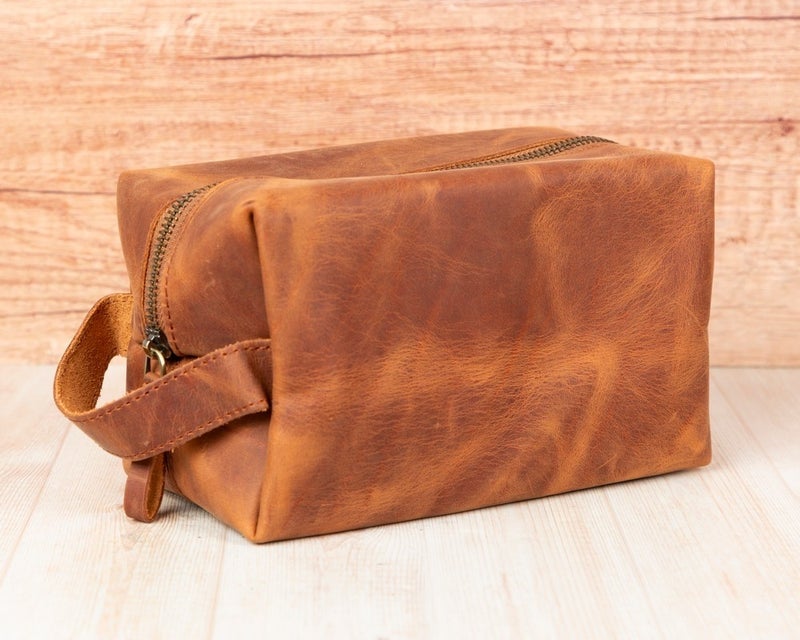 Eve Leather Makeup Bag, Large Size, Antique Dark Brown
