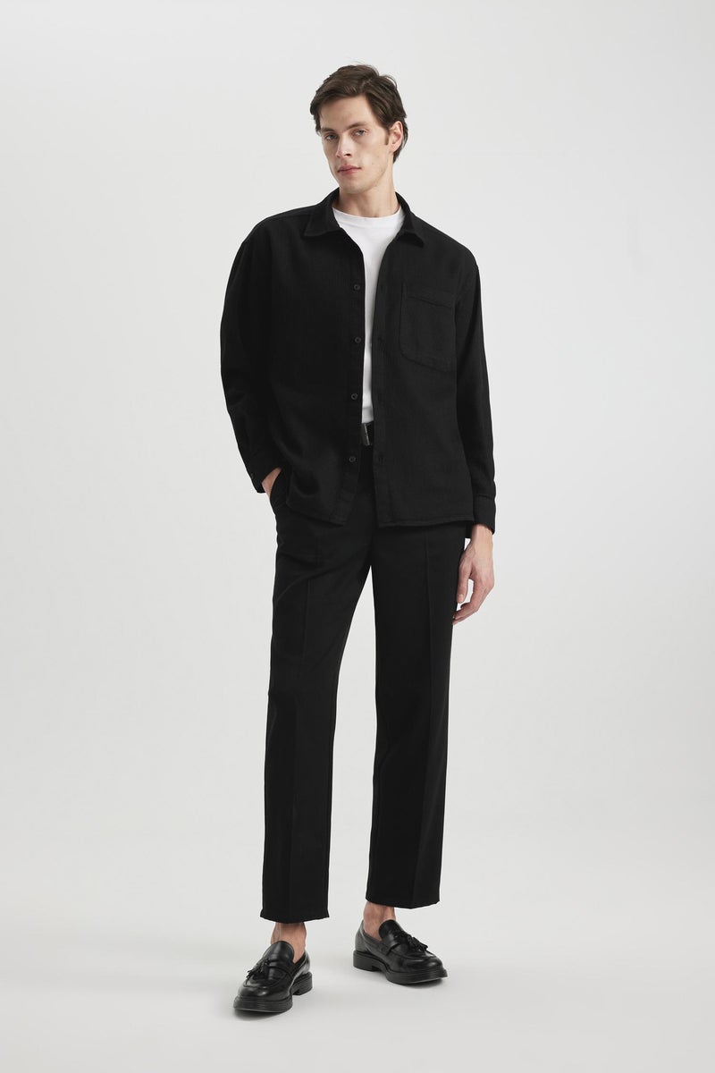 DeFacto Man Oversize Fit Polo Collar Cotton Shirt  - Image 2