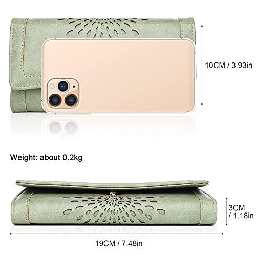 APHISON Womens Wallets RFID Blocking PU Leather Clutch Long Wallet for Women Card Holder Phone Organizer Ladies Travel Purse Hollow Out Sunflower Design Gift Box 2214GREEN - Image 4