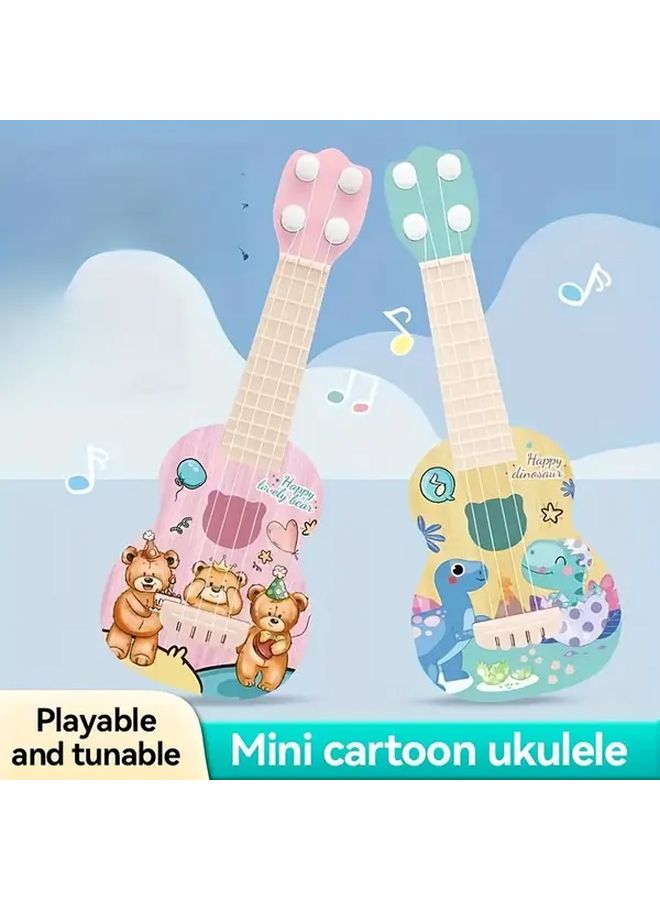 Green Dinosaur Kids Mini Guitar Ukulele Toy Musical Instrument For Beginners Gift - Image 3