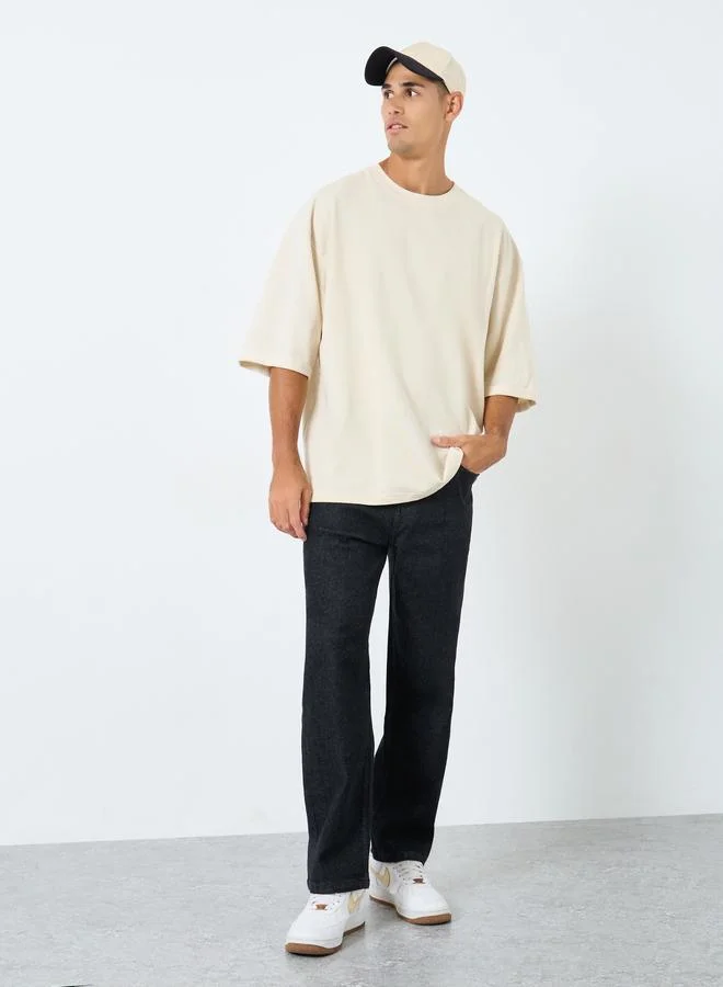 Styli Styli Mid Rise Regular Fit Washed Jeans