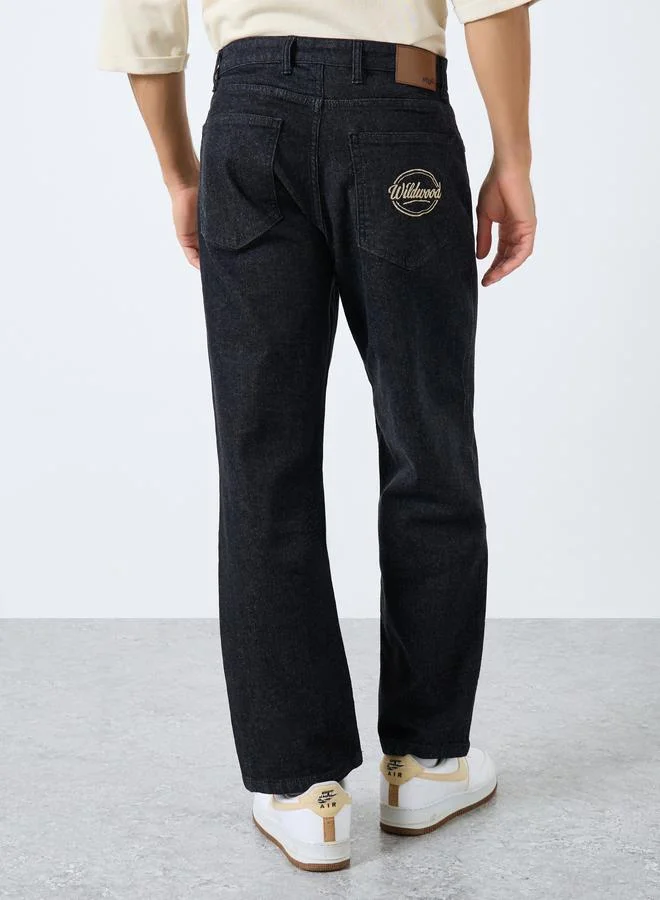 Styli Styli Mid Rise Regular Fit Washed Jeans