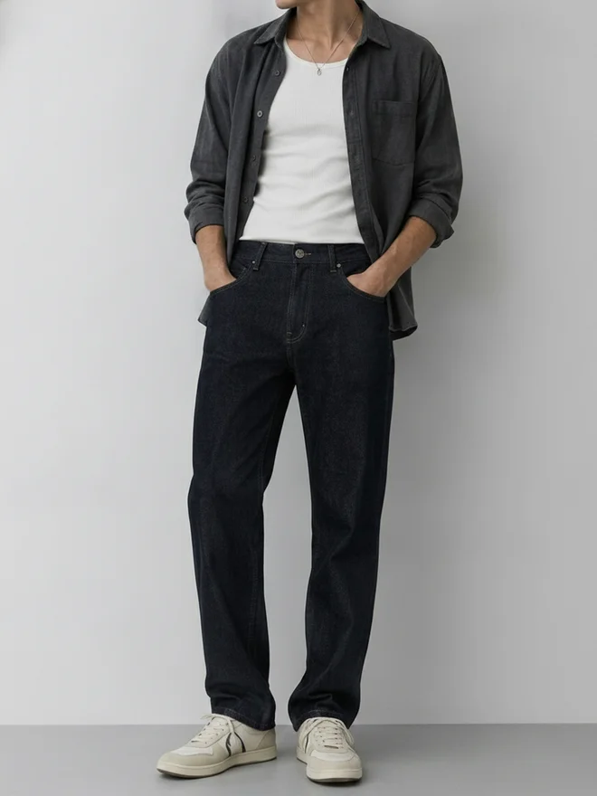 Styli Regular Fit Washed Jeans with Embroidered Pocket Detail