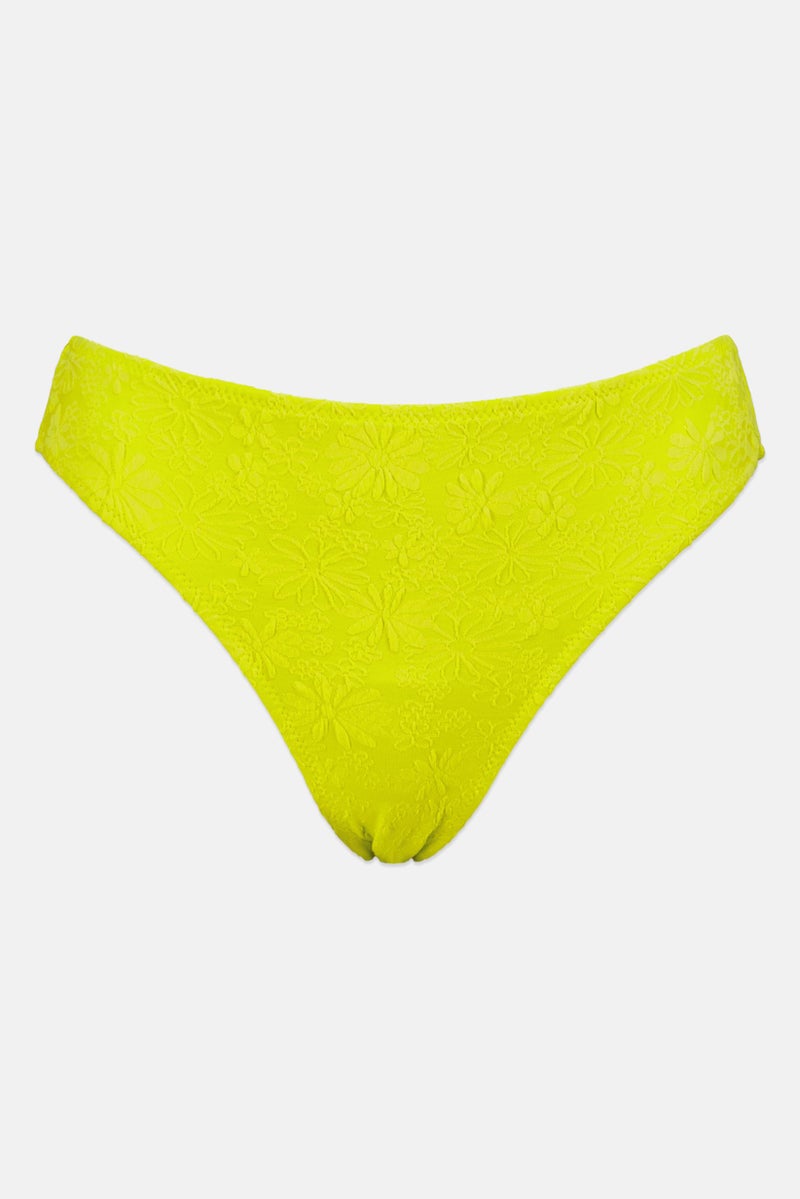 Pull & Bear Women Eyelet Bikini Bottom, Neon Green - Image 1