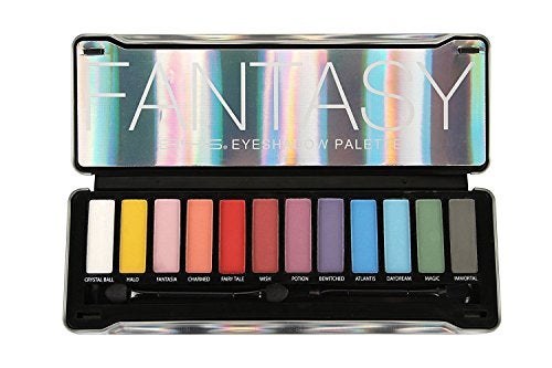 BYS Fantasy Matte Neon Eyeshadow Palette Tin with Mirror and Dual End Applicator 12 Shades