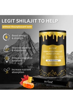 BIYODE Shilajit Honey Sticks, 30 Sticks - Pure Himalayan Resin, Organic Honey & Saffron for Energy Boost, Immune Support & Vitality, SHILAJIT Honey Sticks for Men & Women  - Image 3