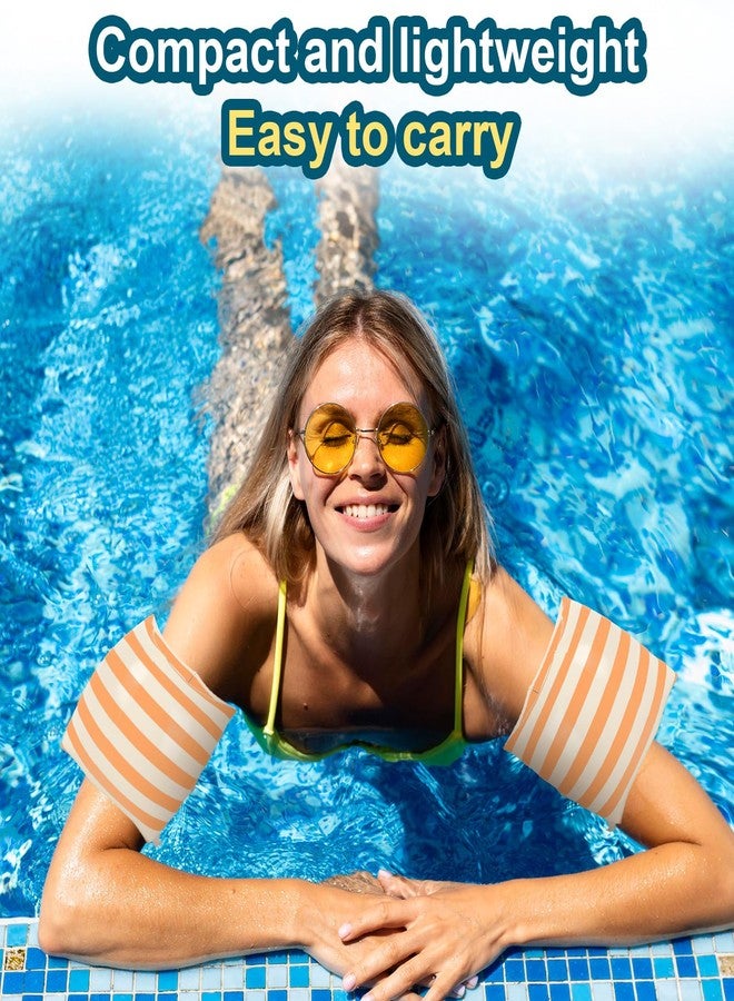FYSUIMU 6Pcs Striped Inflatable Pool Floats Swim Rings PVC Pool Arm Floaties for Adults Summer Hawaiian Beach Party Decor (Blue, Orange) - Image 5